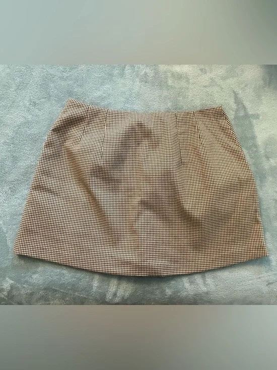 stradivarius Brown Houndstooth Mini Skirt - Picture 5 of 6
